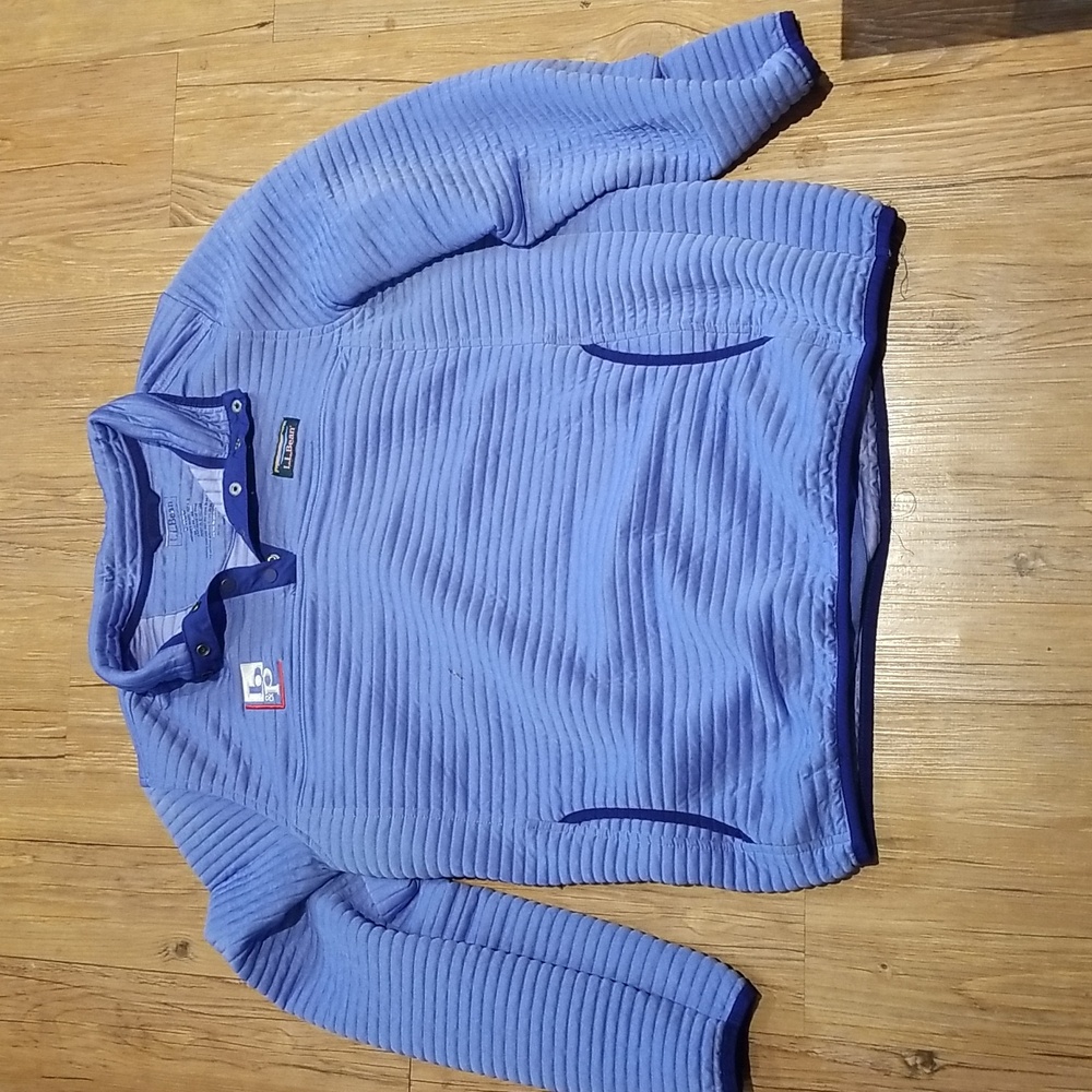 L.L.Bean long sleeve 1/4 button side pockets top szL